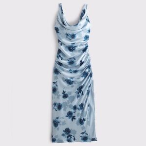 Abercrombie & Fitch Blue Cowl Neck Draped Maxi Dress NWT